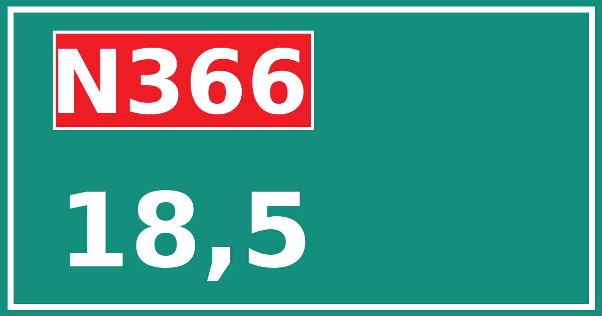 Hectometerbord N366 18,5