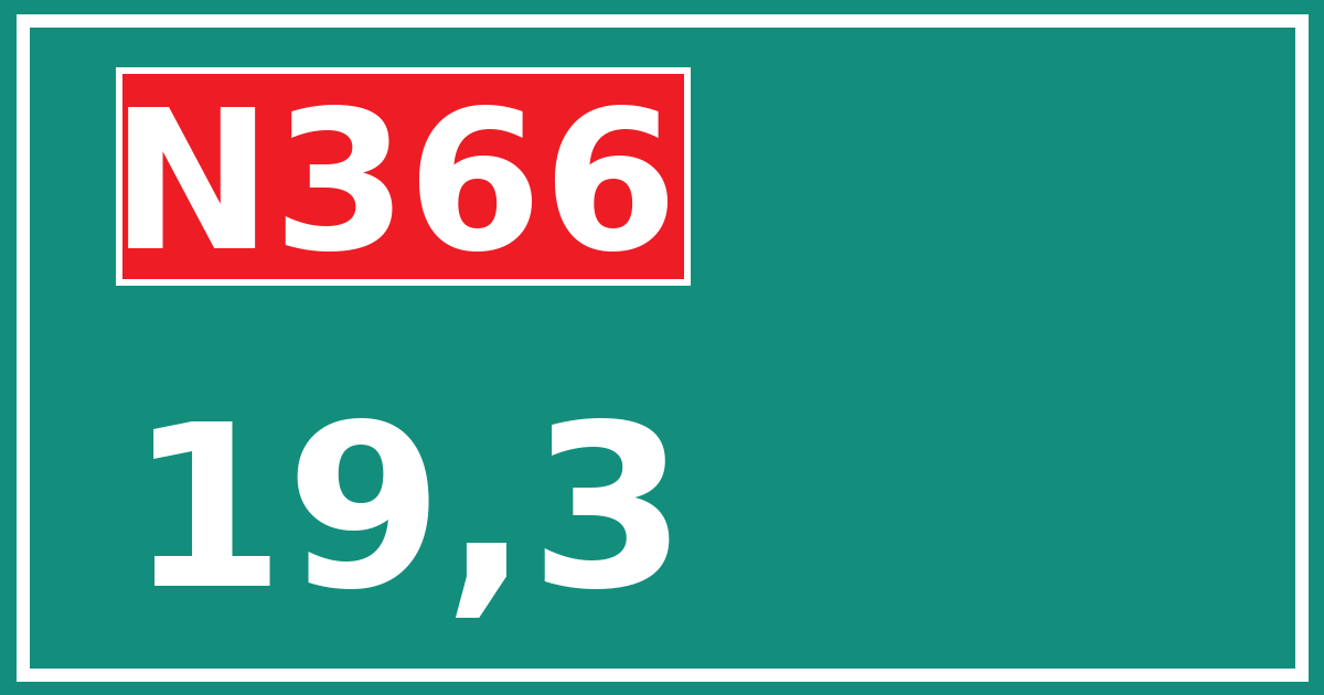 Hectometerbord N366 19,3