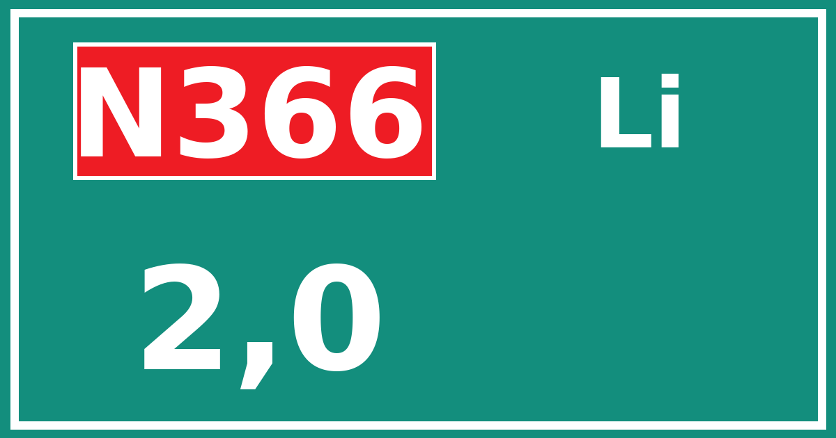 Hectometerbord N366 2,0 zijde Li