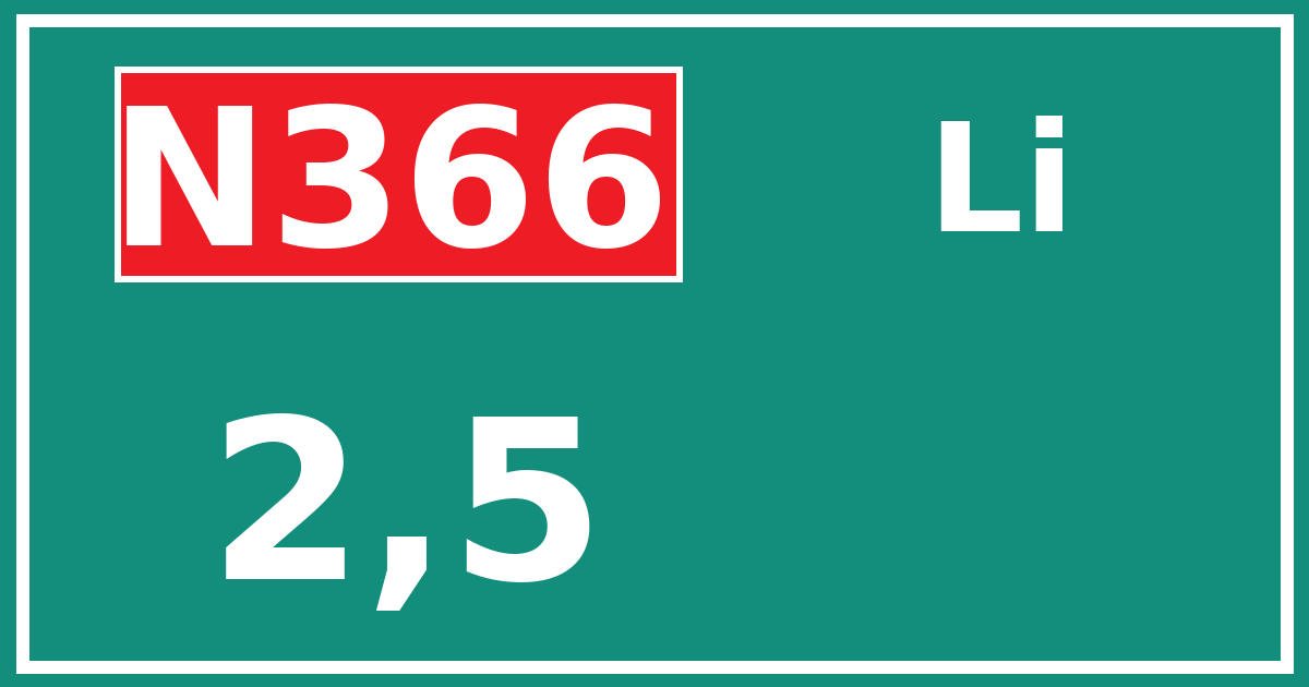 Hectometerbord N366 2,5 zijde Li