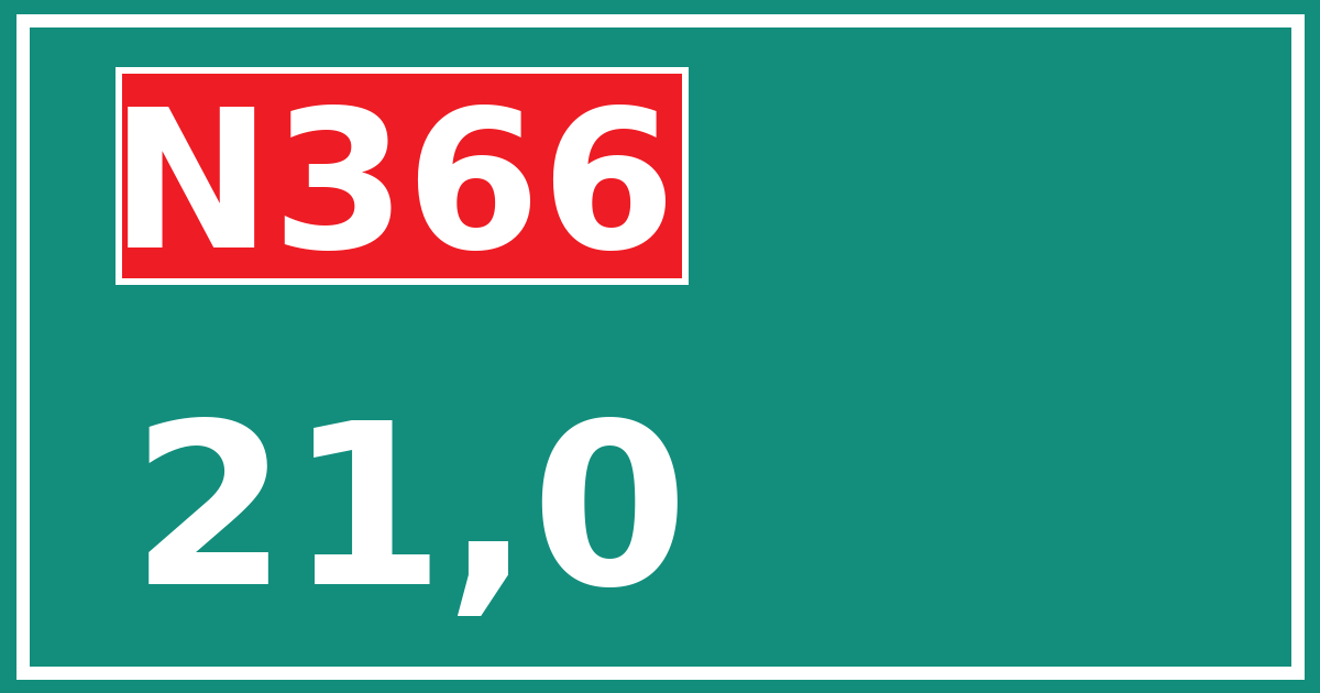 Hectometerbord N366 21,0
