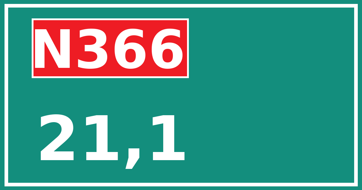 Hectometerbord N366 21,1