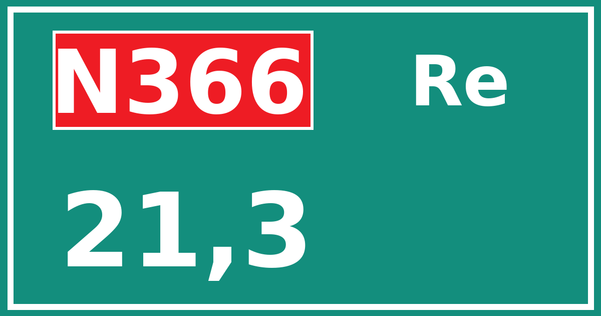 Hectometerbord N366 21,3 zijde Re