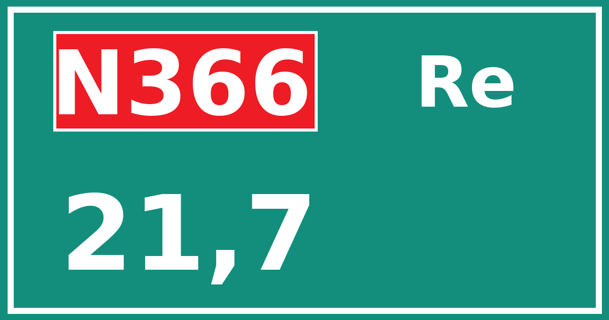 Hectometerbord N366 21,7 zijde Re