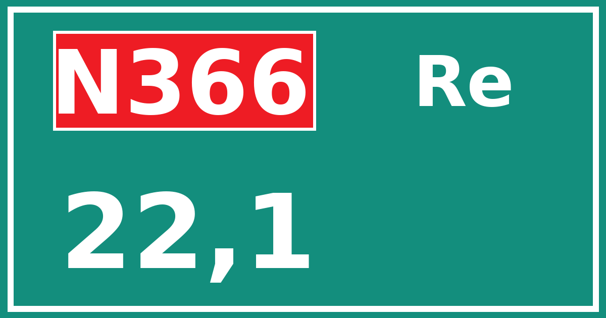 Hectometerbord N366 22,1 zijde Re