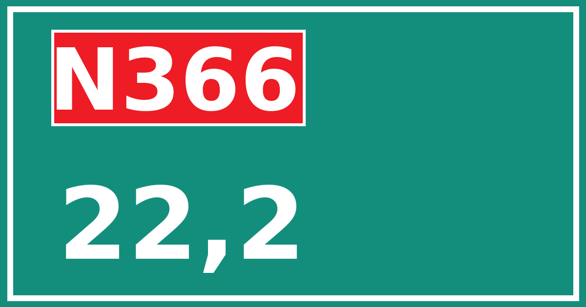 Hectometerbord N366 22,2