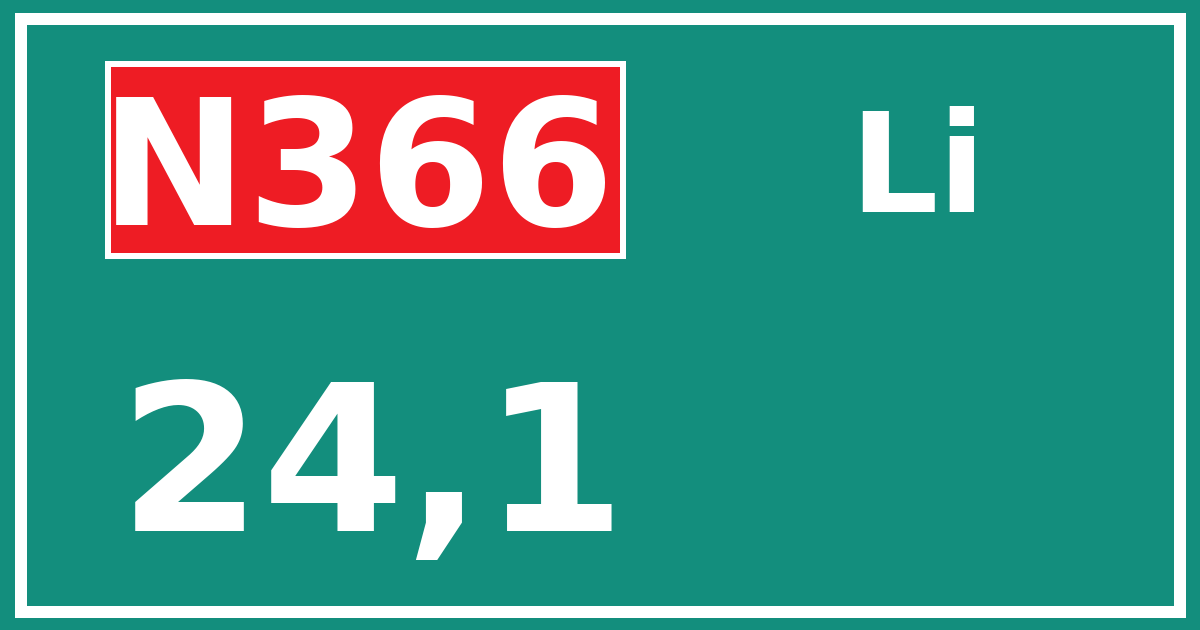 Hectometerbord N366 24,1 zijde Li