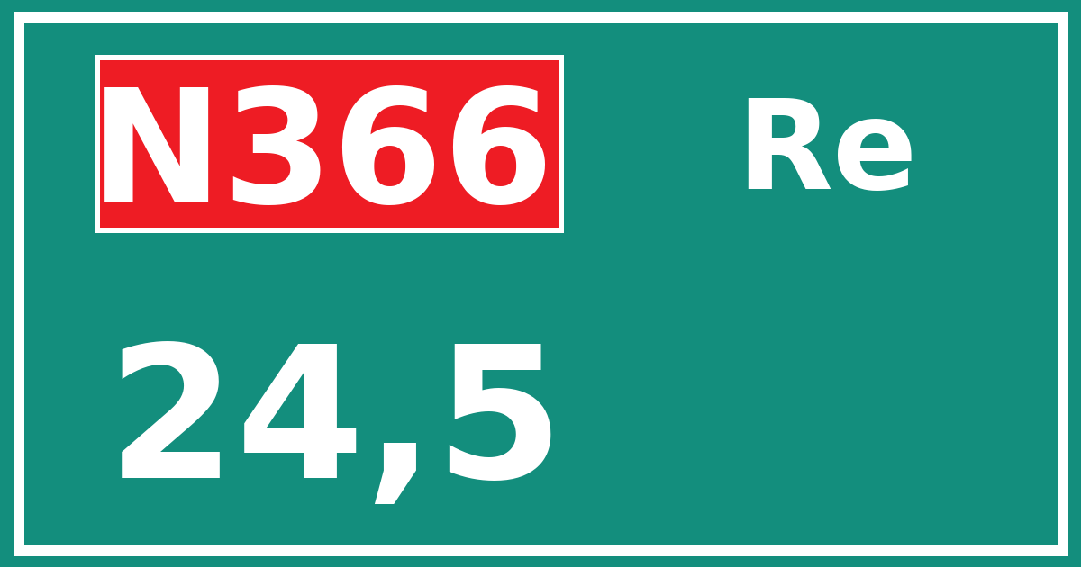 Hectometerbord N366 24,5 zijde Re