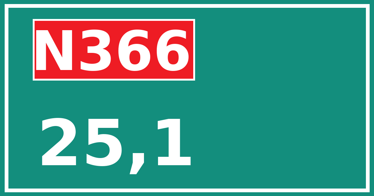 Hectometerbord N366 25,1