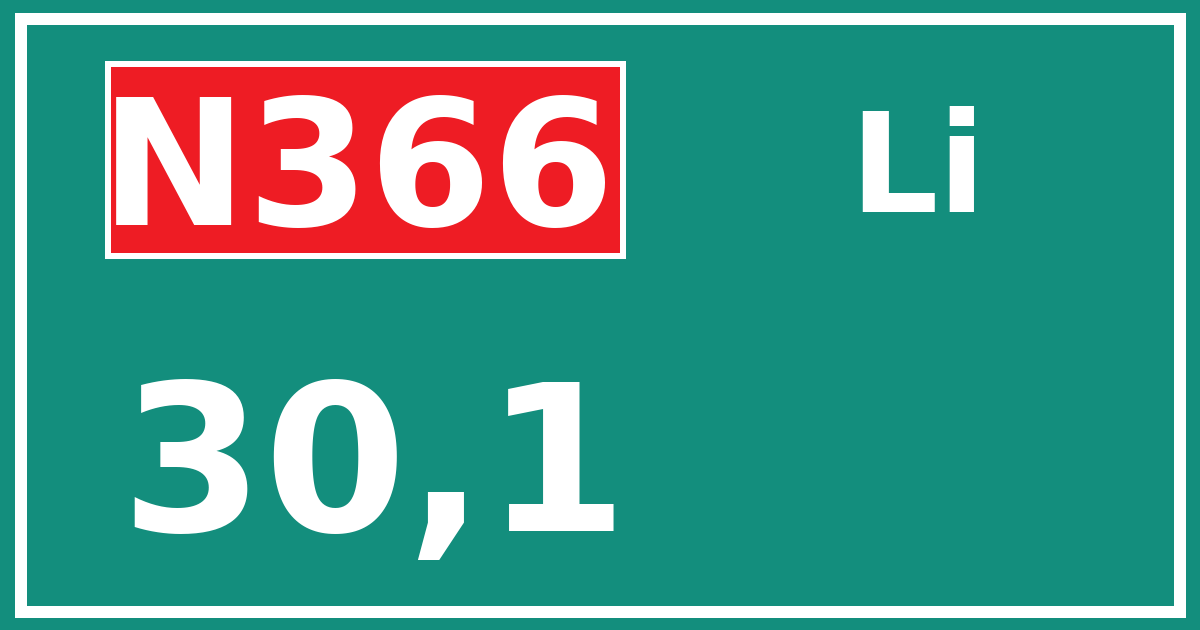 Hectometerbord N366 30,1 zijde Li
