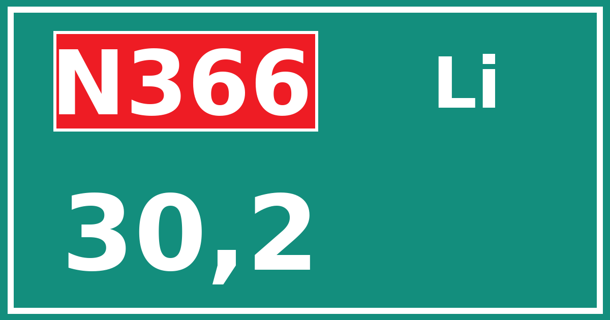 Hectometerbord N366 30,2 zijde Li