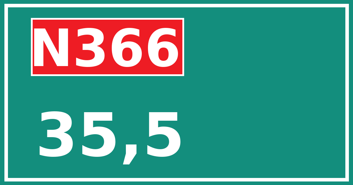 Hectometerbord N366 35,5