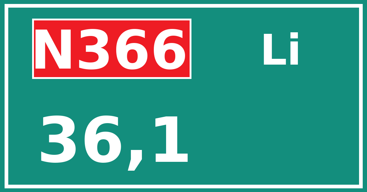 Hectometerbord N366 36,1 zijde Li