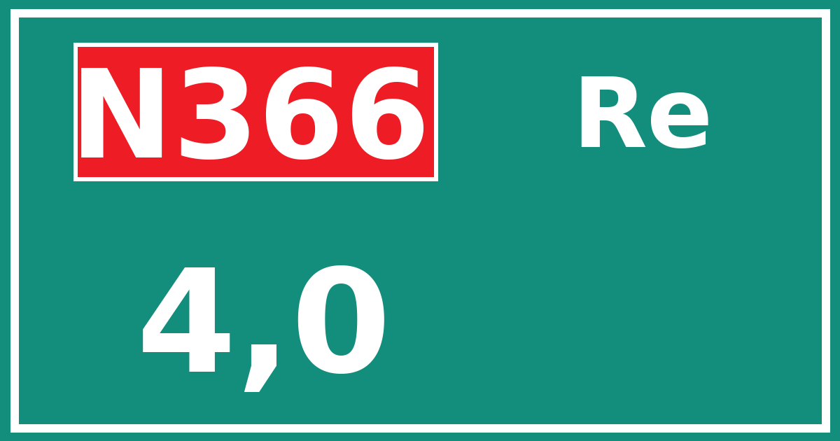 Hectometerbord N366 4,0 zijde Re