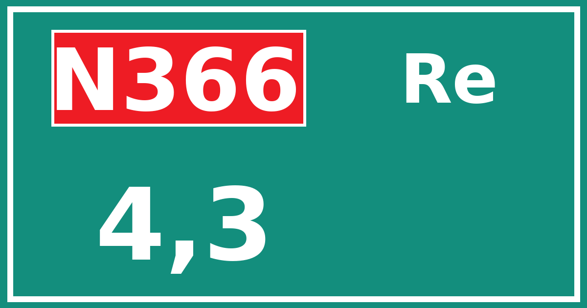 Hectometerbord N366 4,3 zijde Re