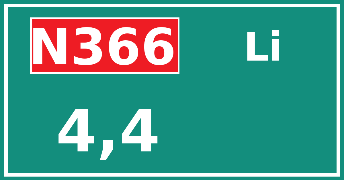 Hectometerbord N366 4,4 zijde Li
