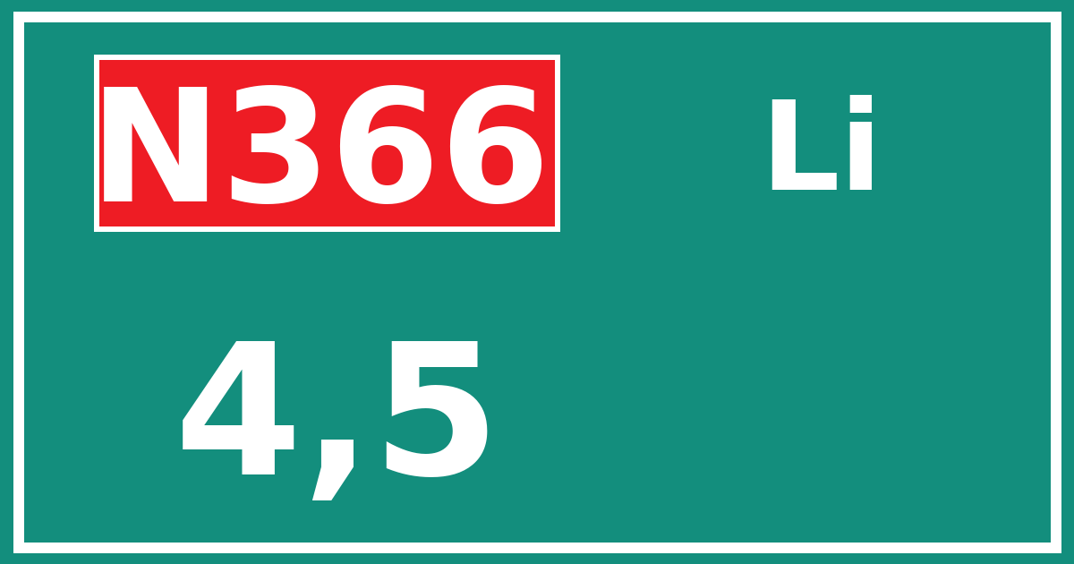Hectometerbord N366 4,5 zijde Li