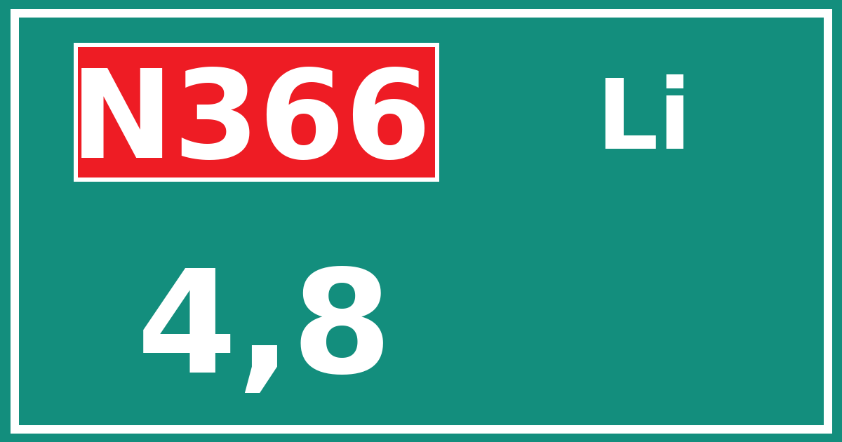 Hectometerbord N366 4,8 zijde Li