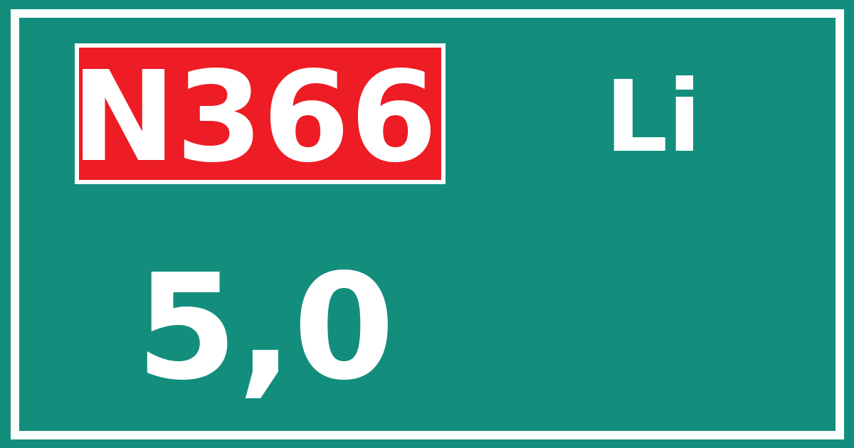 Hectometerbord N366 5,0 zijde Li