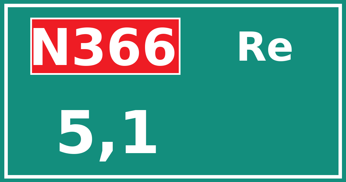 Hectometerbord N366 5,1 zijde Re