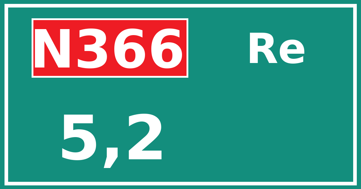Hectometerbord N366 5,2 zijde Re