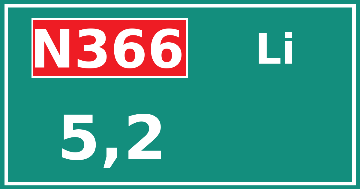 Hectometerbord N366 5,2 zijde Li
