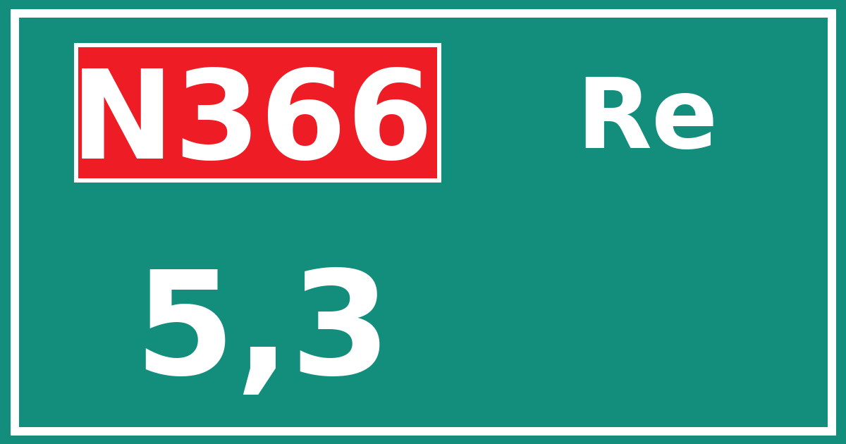 Hectometerbord N366 5,3 zijde Re