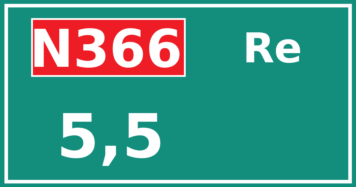 Hectometerbord N366 5,5 zijde Re