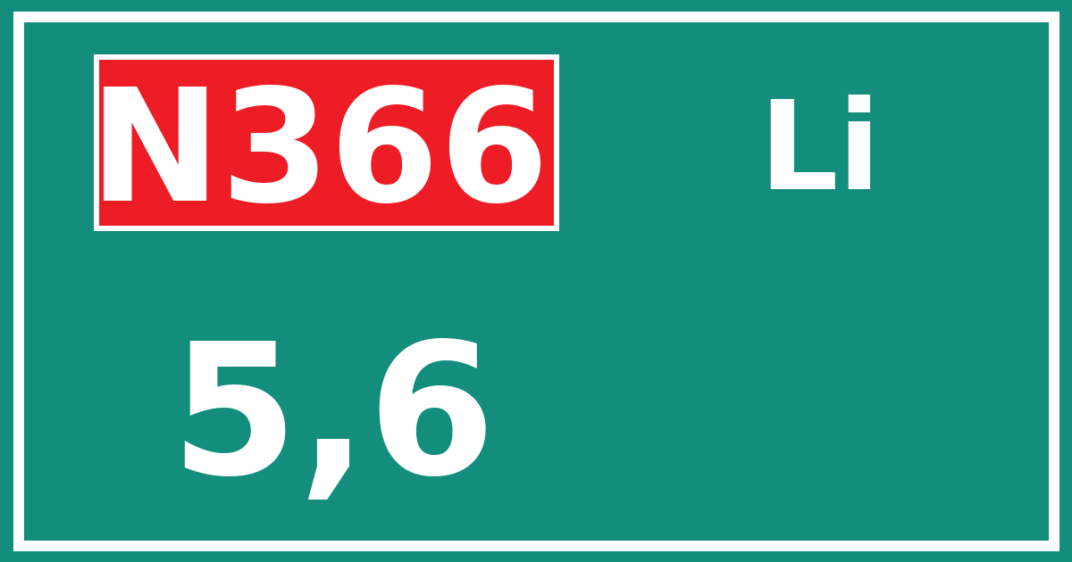 Hectometerbord N366 5,6 zijde Li