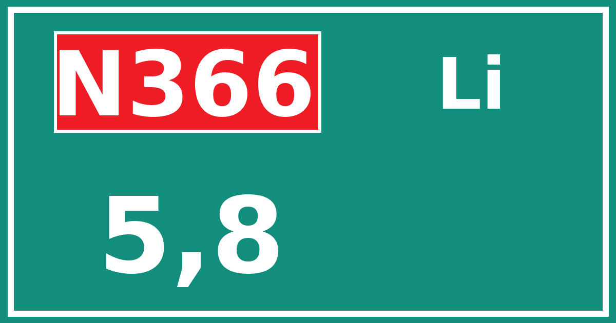 Hectometerbord N366 5,8 zijde Li