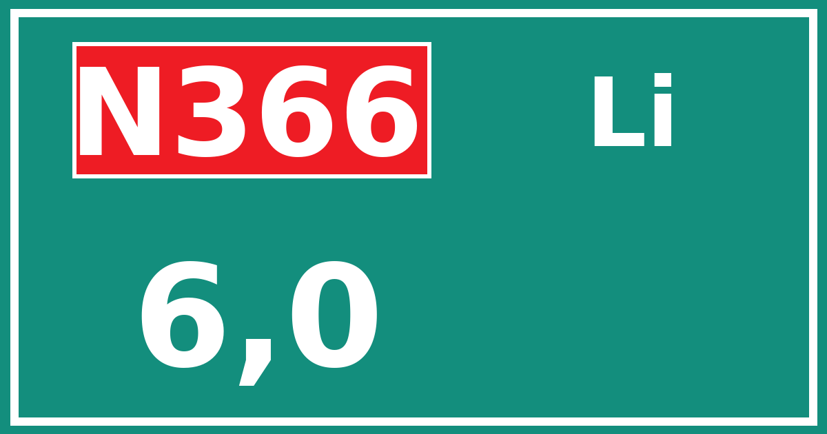 Hectometerbord N366 6,0 zijde Li