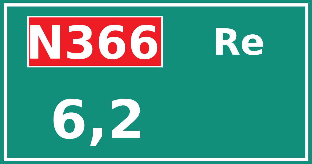 Hectometerbord N366 6,2 zijde Re