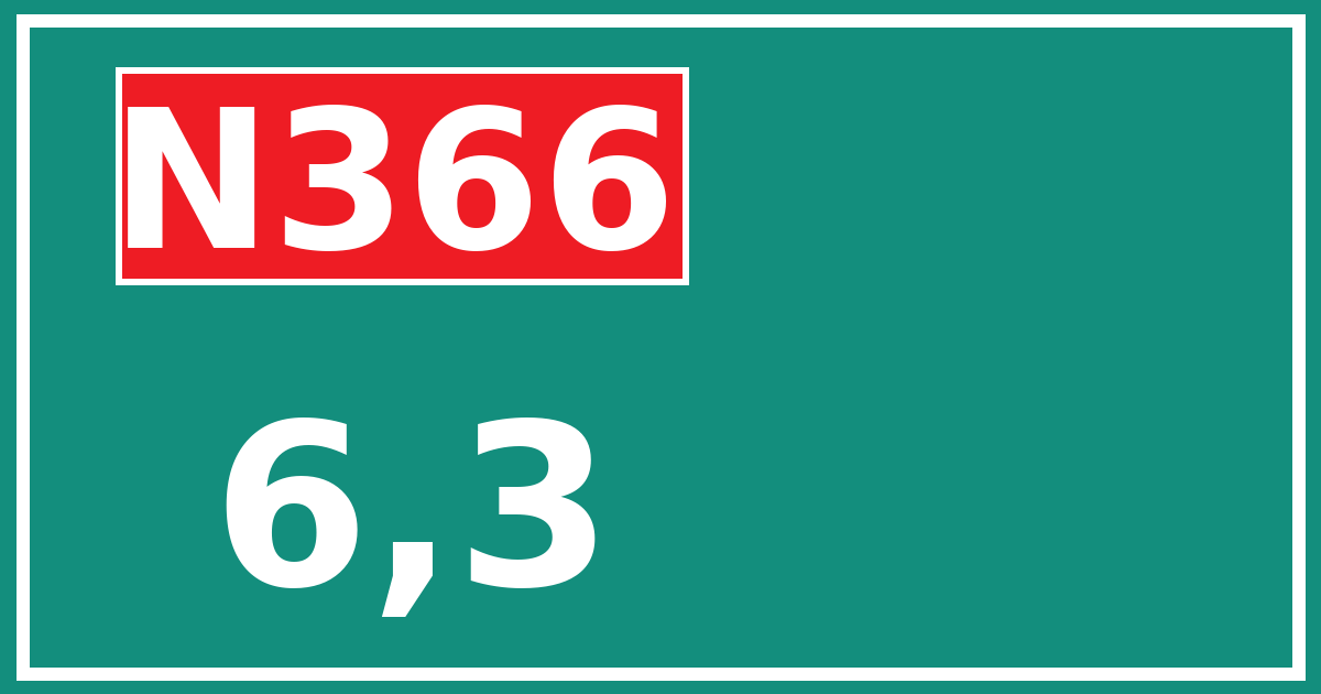 Hectometerbord N366 6,3