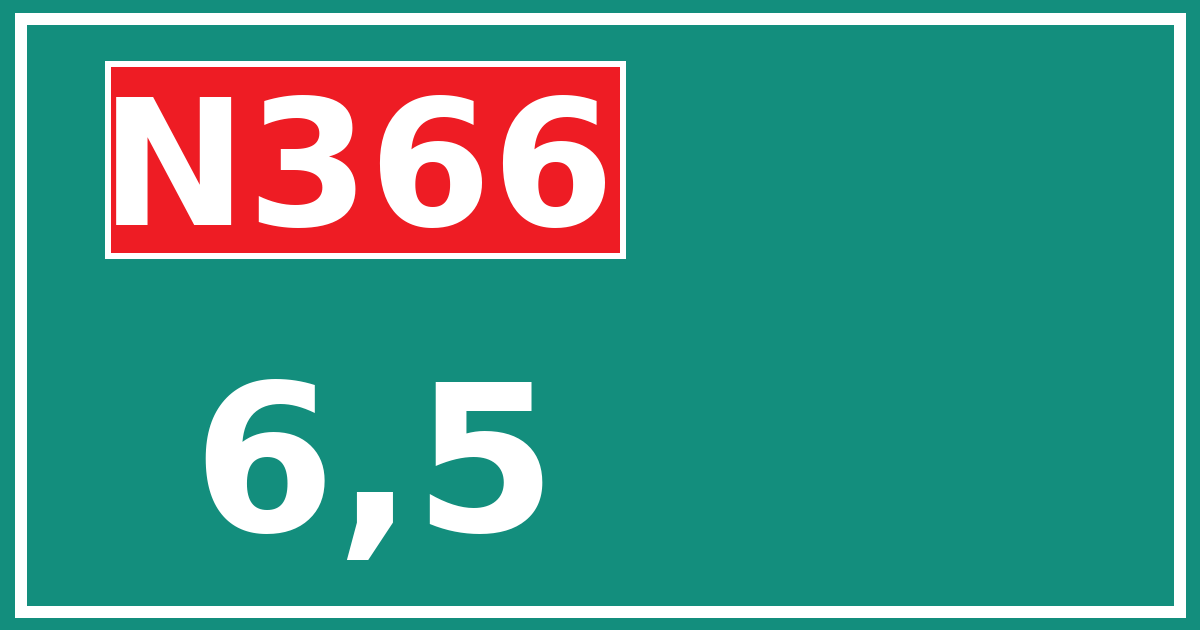Hectometerbord N366 6,5