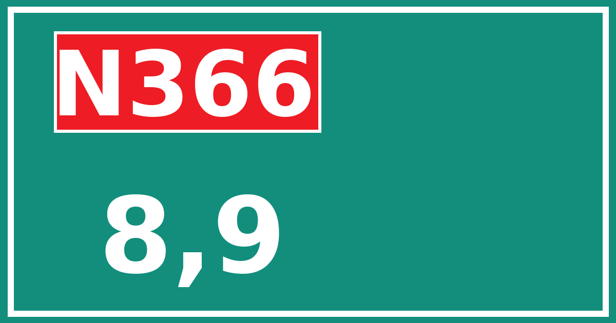 Hectometerbord N366 8,9