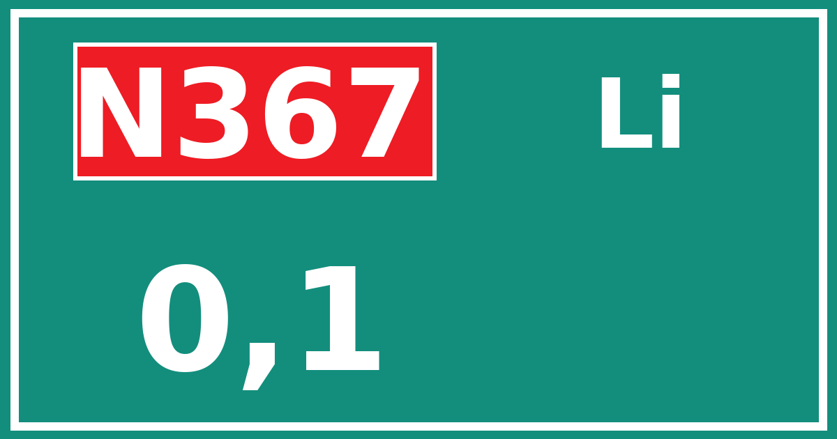Hectometerbord N367 0,1 zijde Li