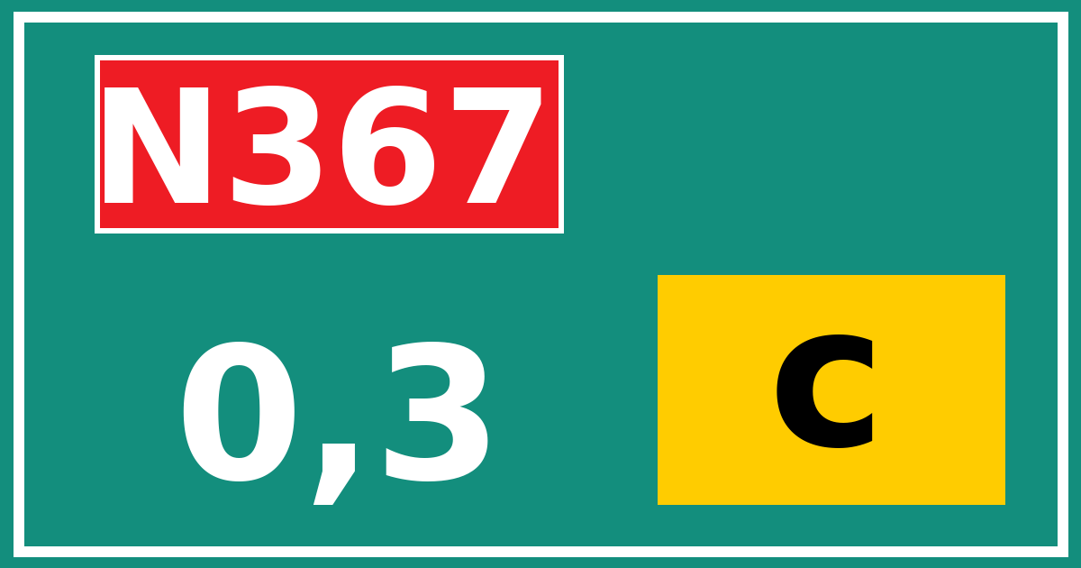 Hectometerbord N367 0,3 letter c