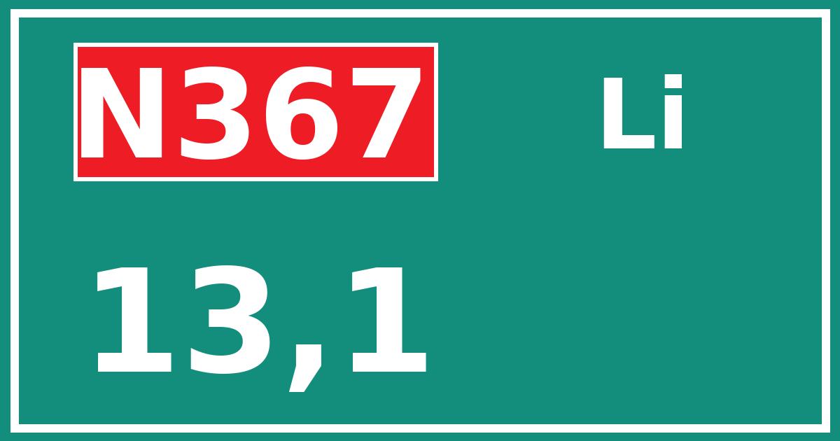 Hectometerbord N367 13,1 zijde Li
