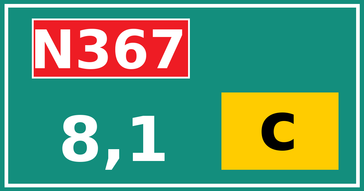 Hectometerbord N367 8,1 letter c