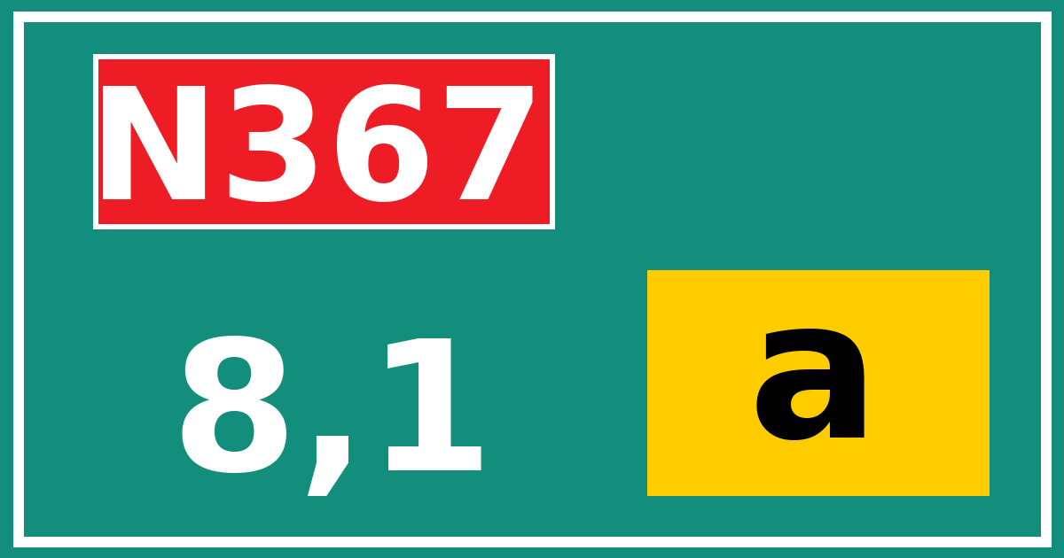 Hectometerbord N367 8,1 letter a