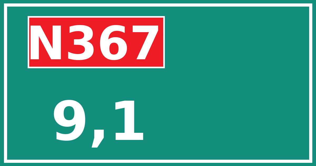 Hectometerbord N367 9,1