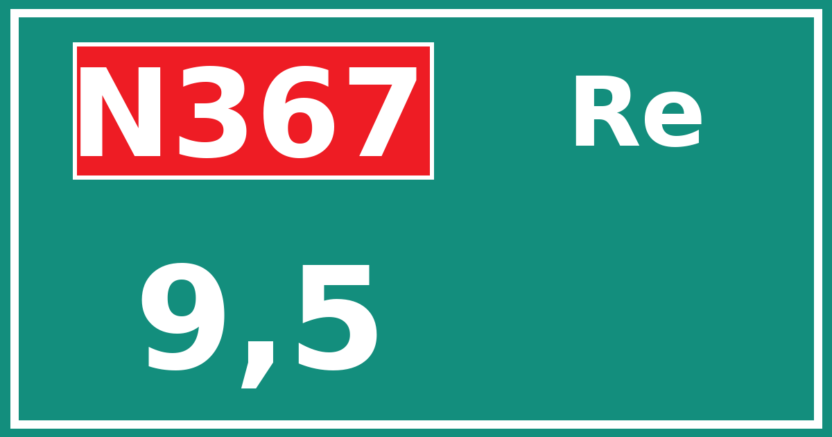Hectometerbord N367 9,5 zijde Re
