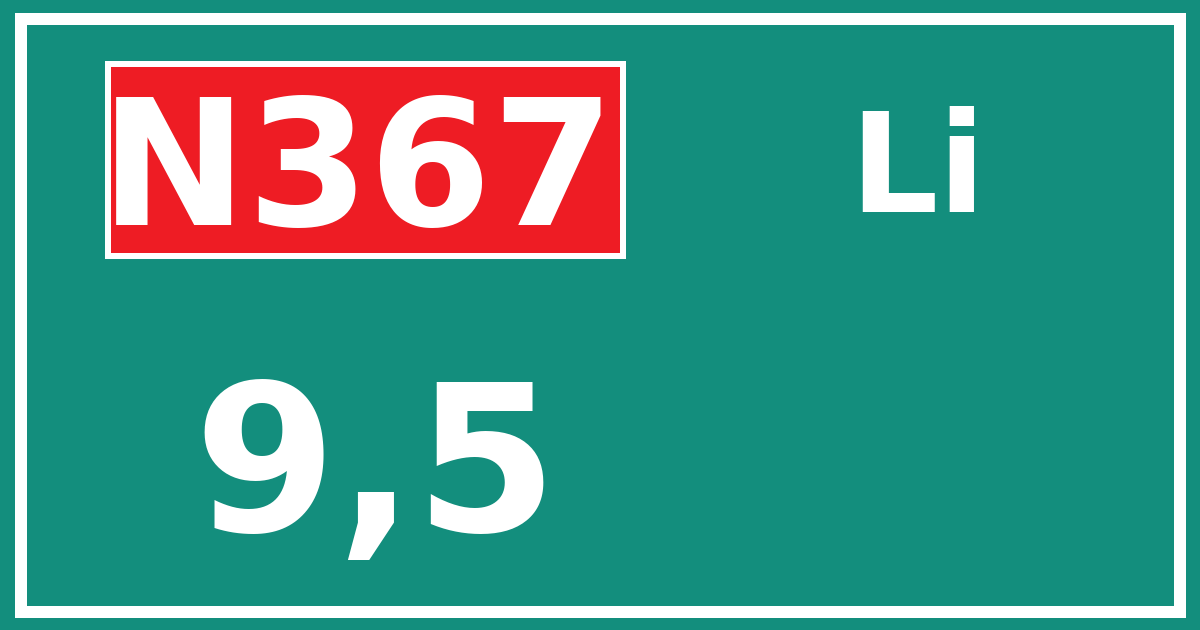 Hectometerbord N367 9,5 zijde Li