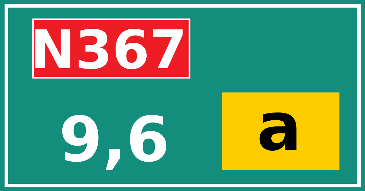 Hectometerbord N367 9,6 letter a