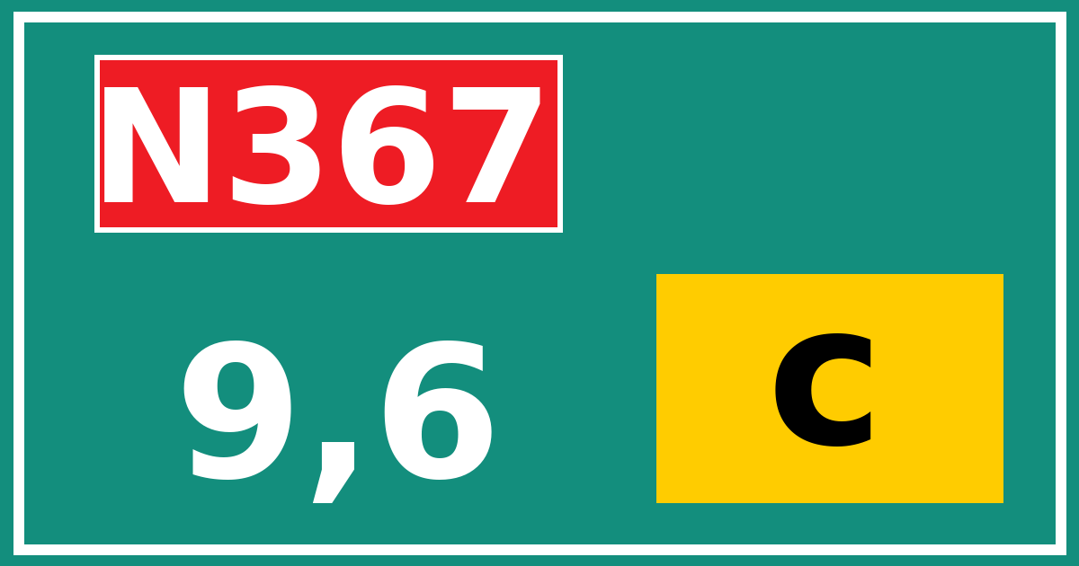 Hectometerbord N367 9,6 letter c