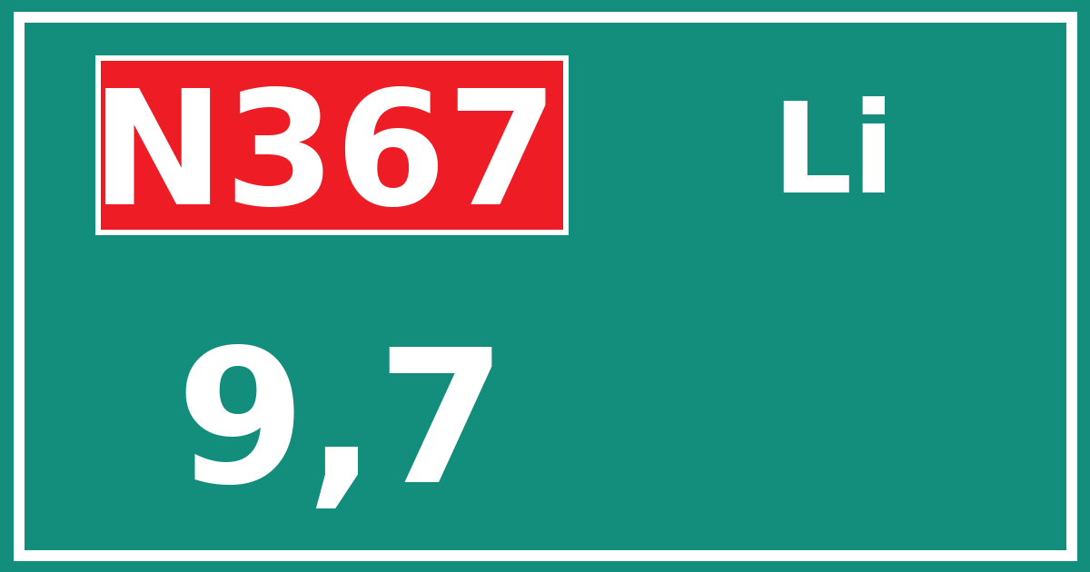 Hectometerbord N367 9,7 zijde Li