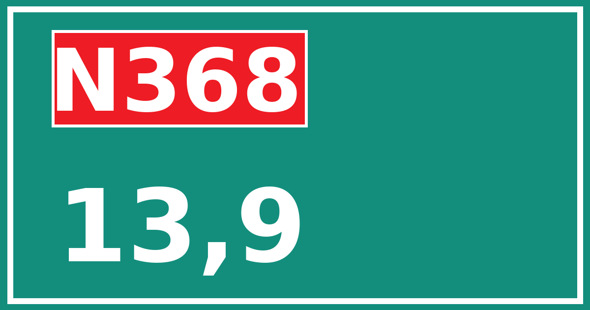 Hectometerbord N368 13,9