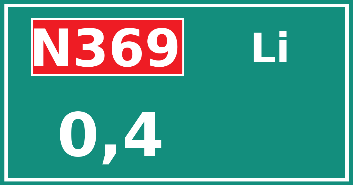 Hectometerbord N369 0,4 zijde Li