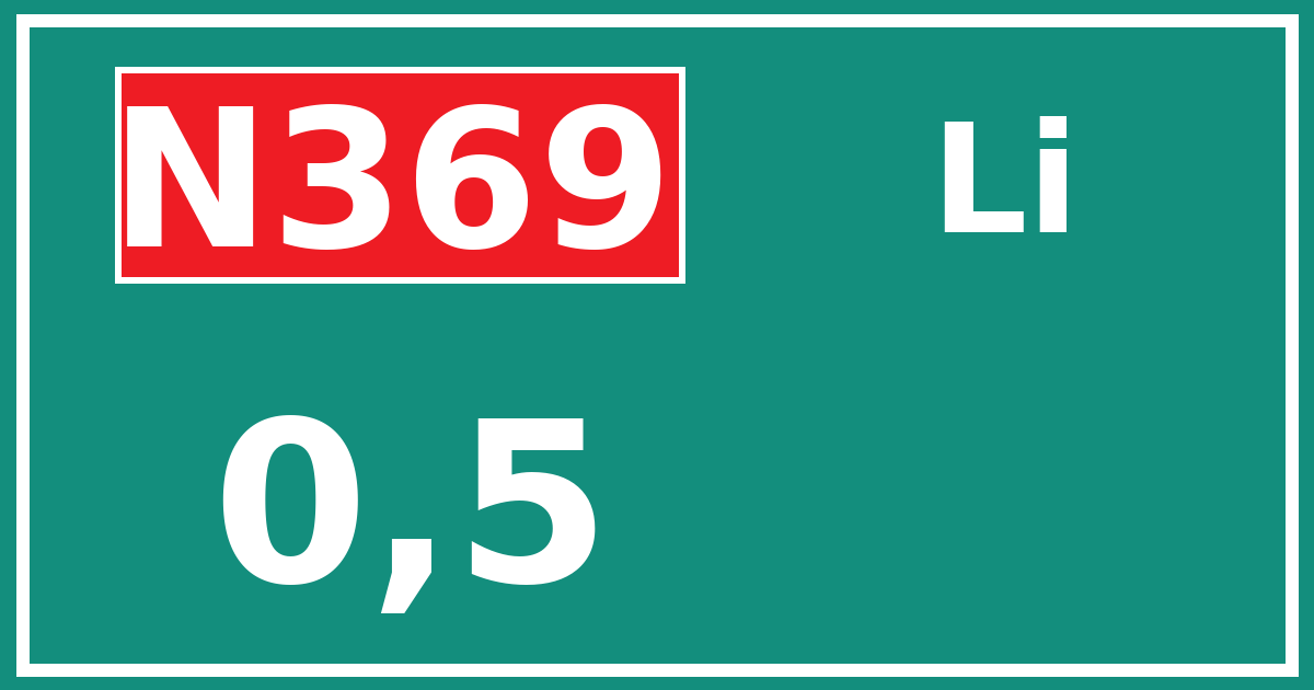Hectometerbord N369 0,5 zijde Li