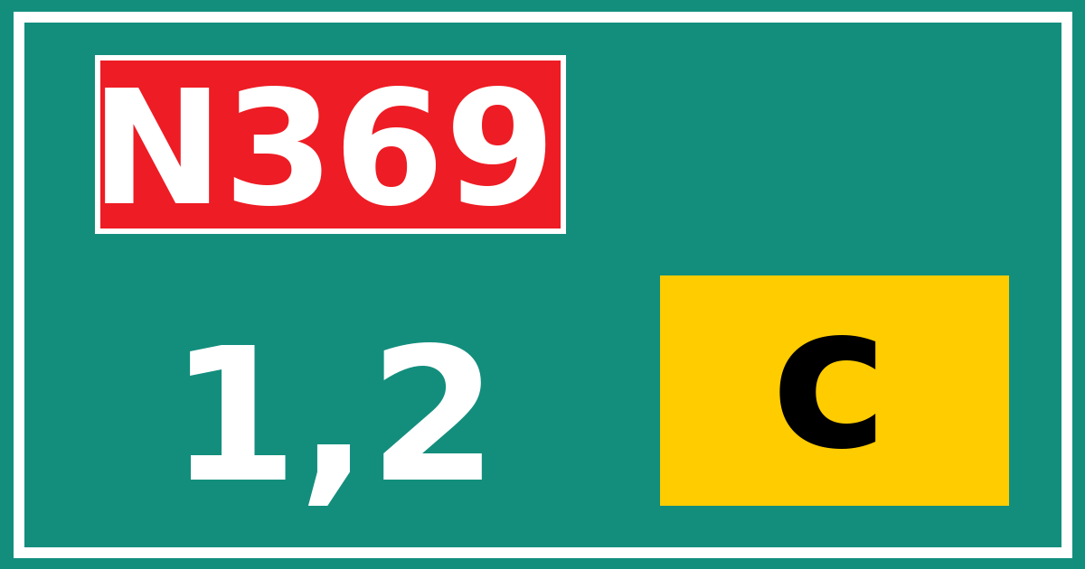 Hectometerbord N369 1,2 letter c